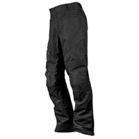 A pair of black Scorpion EXO Men's DRAFTER II Motorcycle Pants with ventilated mesh, Exo-Tec CE approved armor at the knees, and reflective trim.