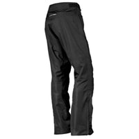 A pair of black Scorpion EXO Men's DRAFTER II Motorcycle Pants with ventilated mesh, Exo-Tec CE approved armor at the knees, and reflective trim.
