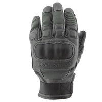Dogs of War Gray motorcycle gloves with 'Speed and Strength' branding on a white background