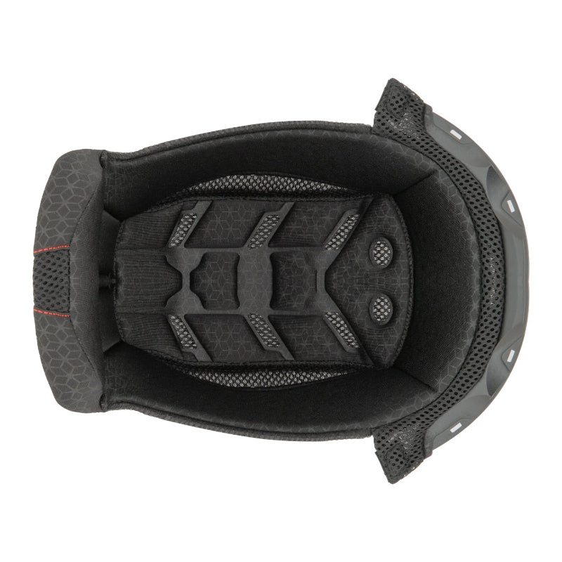 Black helmet interior with honeycomb pattern on a white background