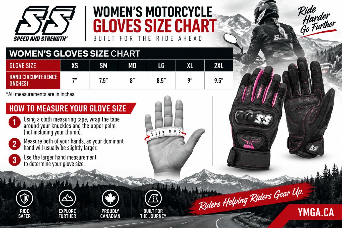 Speed and Strength Women's BACKLASH Motorcycle Gloves Canada Size Chart