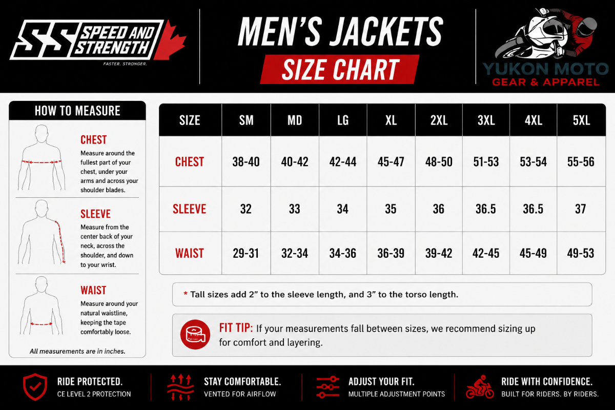Speed and Strength DOGS OF WAR 2.0 Motorcycle Jacket Canada Size Chart