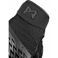Black protective elbow pad with brand logo on a white background