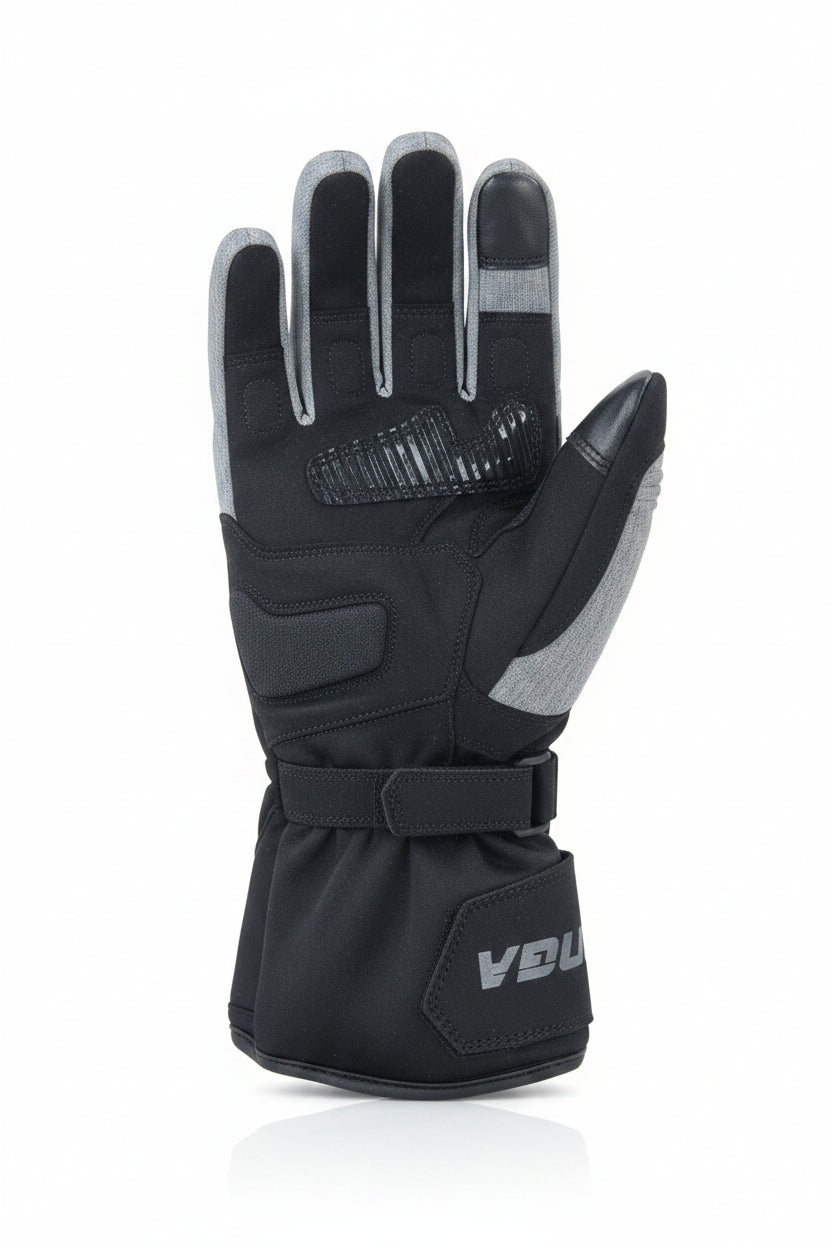 Black and gray glove on a white background
